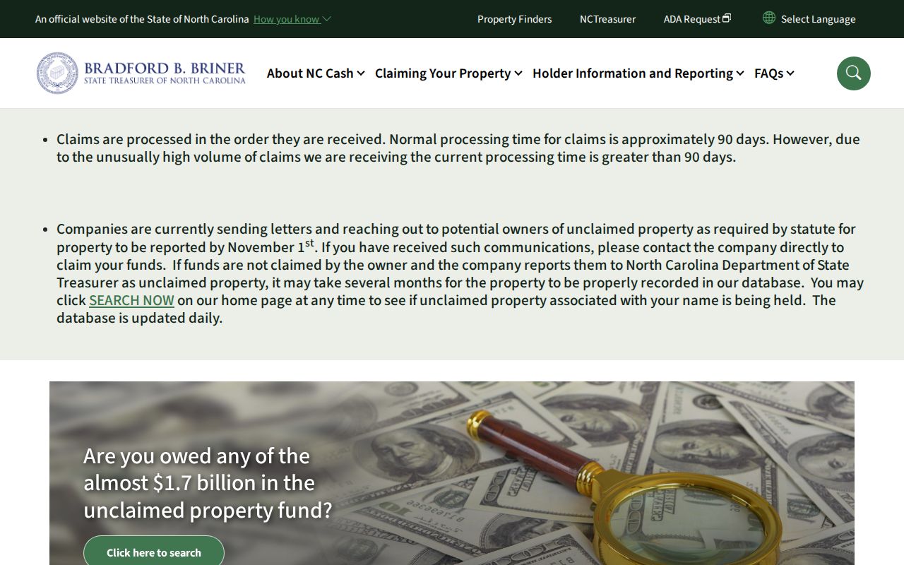 Fuquay-Varina residents directory North Carolina unclaimed property search