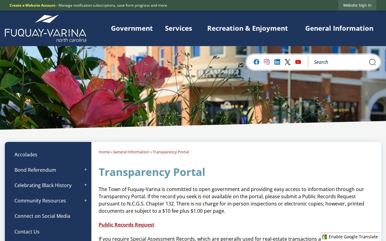 Fuquay-Varina residents directory town public records portal