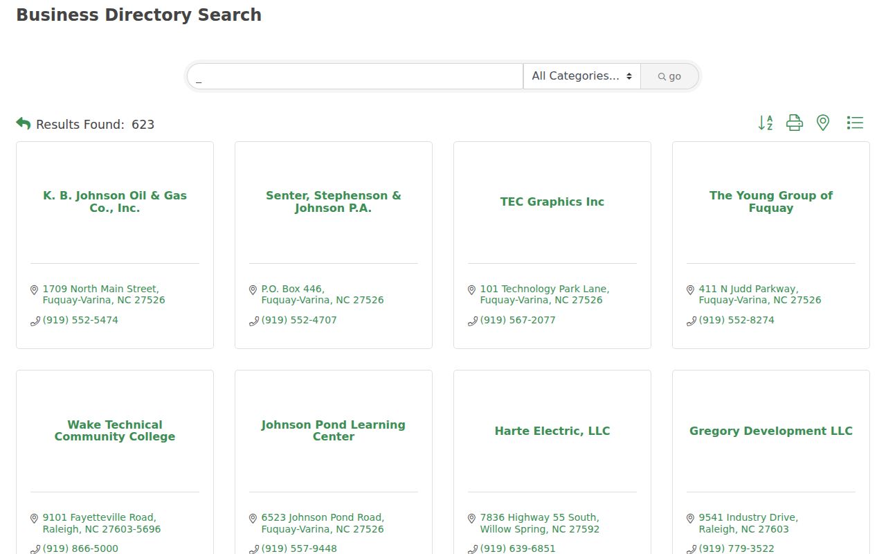 Fuquay-Varina neighbors Chamber alphabetical directory