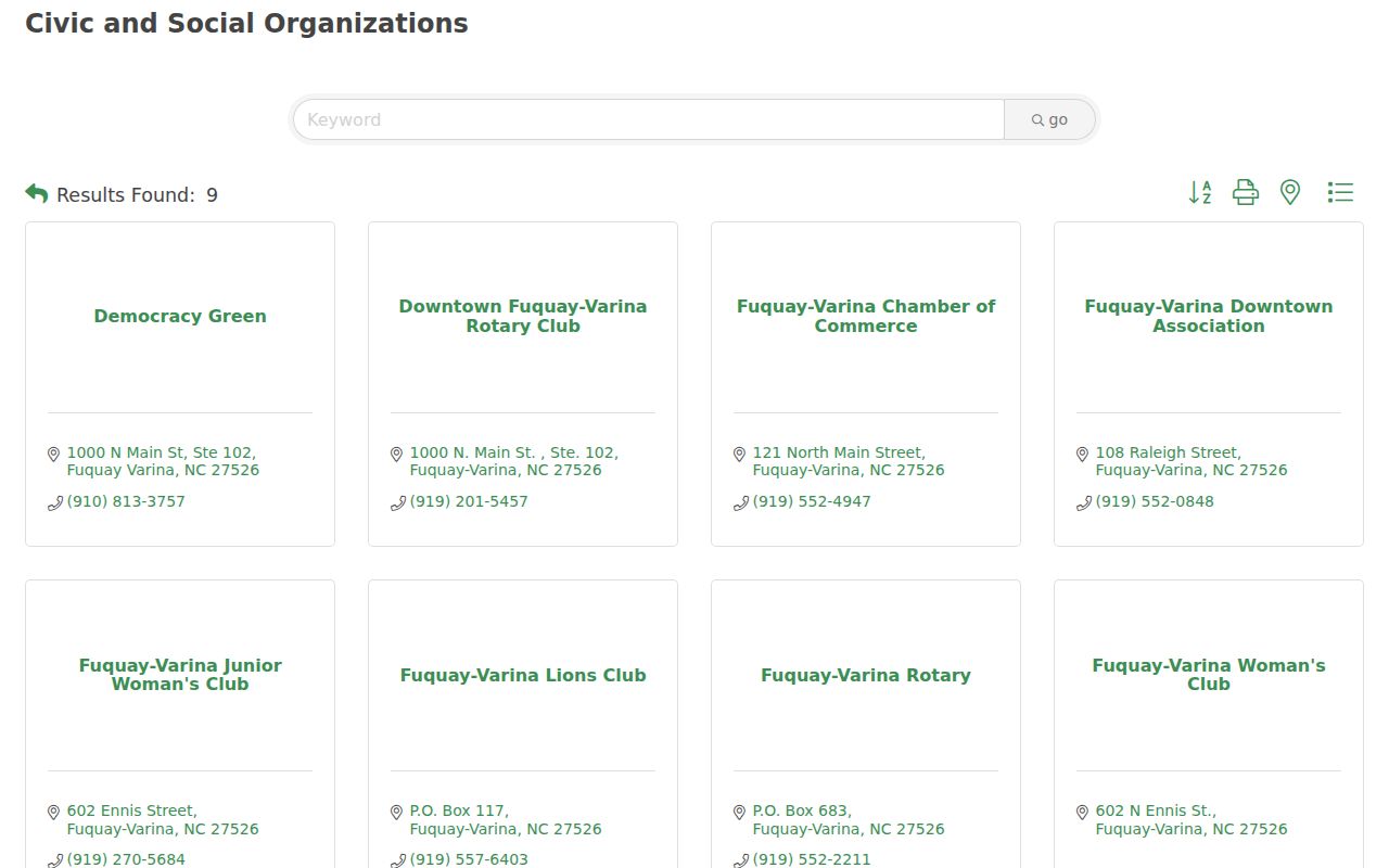 Fuquay-Varina neighbors Chamber civic and social directory