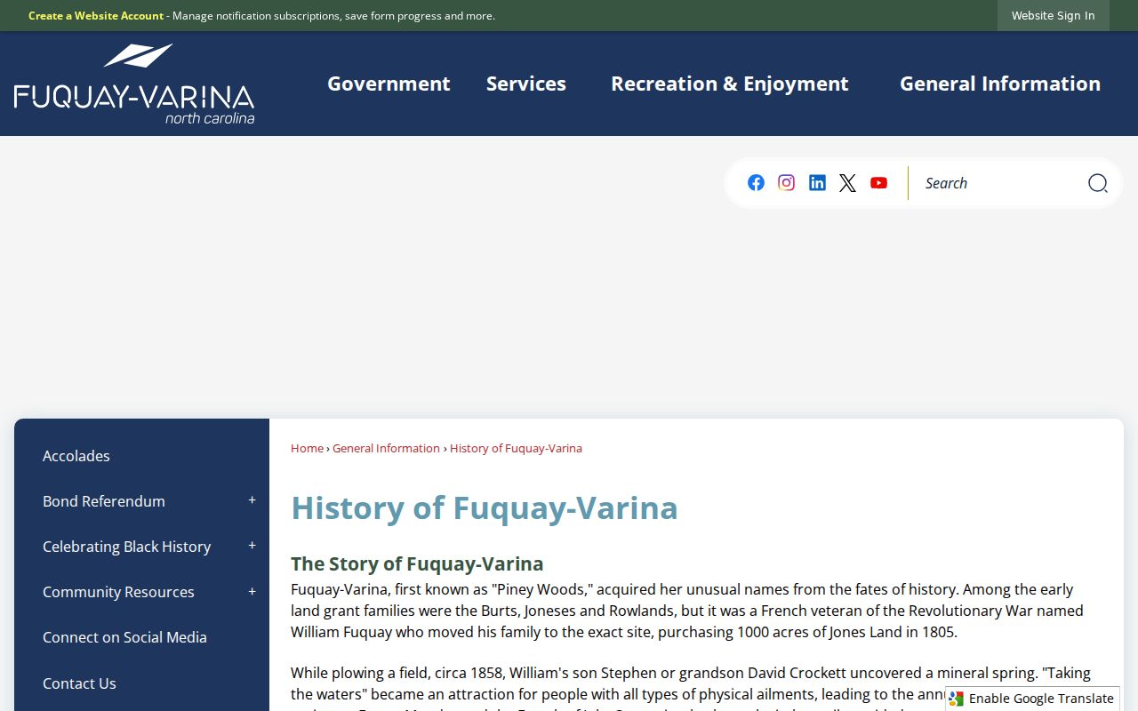 Fuquay-Varina previous residents town history and historic place labels