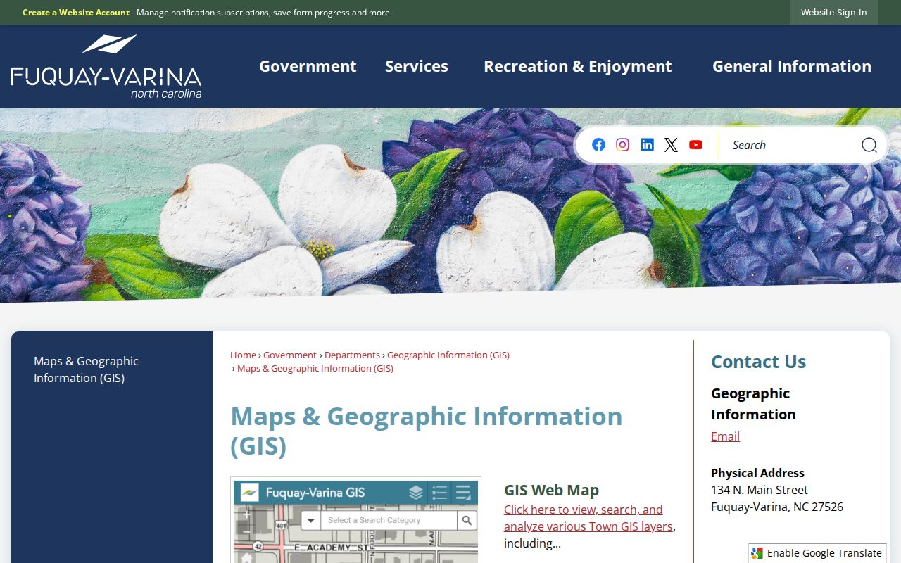 Fuquay-Varina street directory Town GIS and maps page